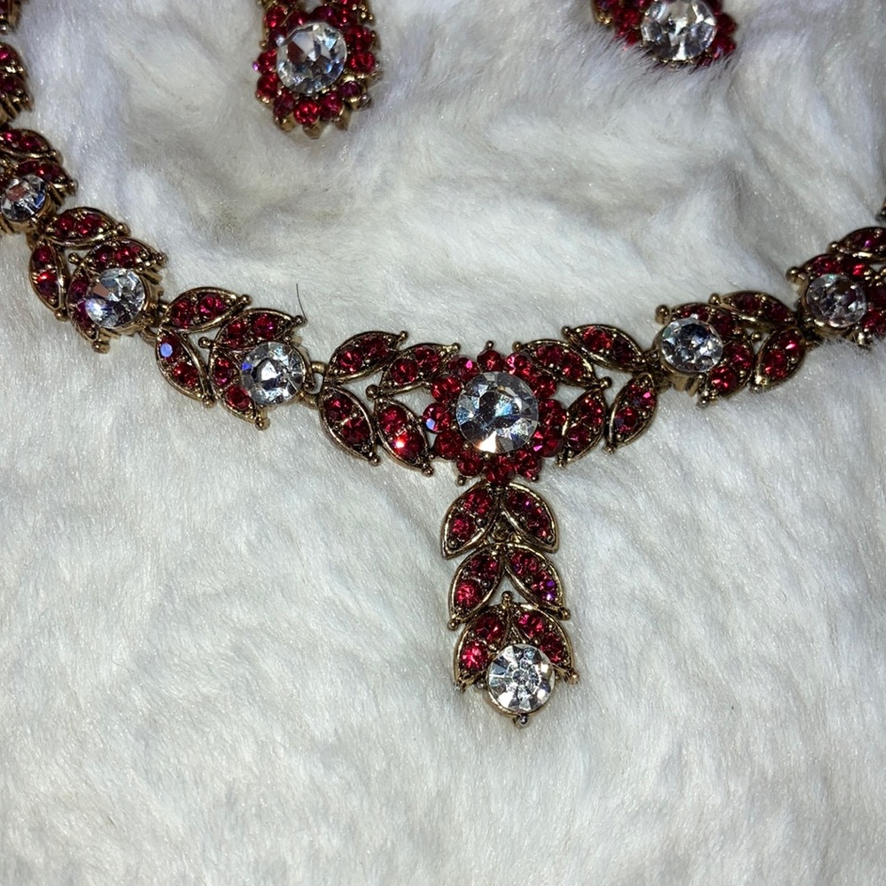 Fashion jewelry set pink and antique gold 💞